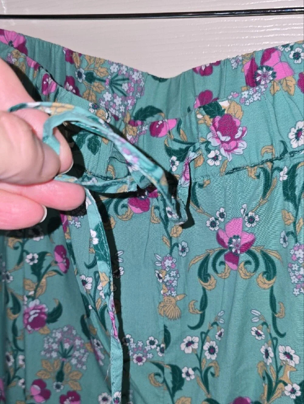 Charter Club Teal Floral‎ Drawstring Track Pants